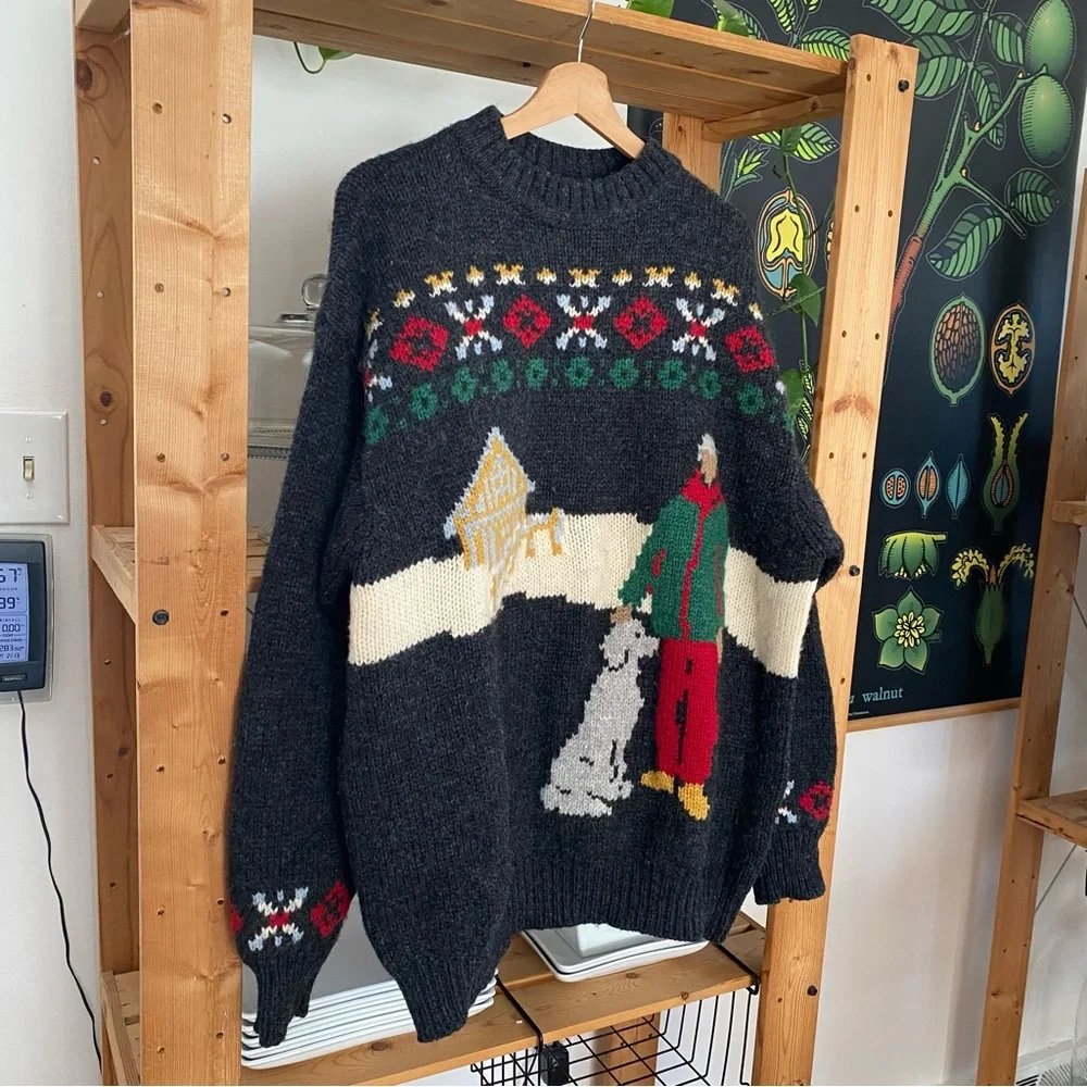 Vintage United Colors of Benetton Shetland Wool Scandi Fair Isle Sweater L